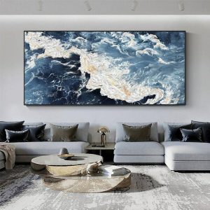 Oil Paintings |   Manual Handmade Oil Painting Hand Painted Horizontal Panoramic Abstract Landscape Modern Realism Rolled Canvas (No Frame) Oil Paintings Oil Paintings