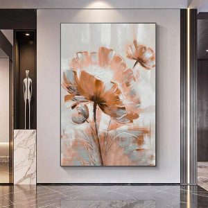 Oil Paintings |   Mintura Handmade Abstract Flower Oil Paintings On Canvas Wall Art Decoration Modern Picture For Home Decor Rolled Frameless Unstretched Painting Oil Paintings Oil Paintings