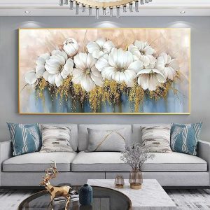 Oil Paintings |   Mintura Handmade Abstract Flowers Oil Paintings On Canvas Wall Art Decoration Modern Picture For Home Decor Rolled Frameless Unstretched Painting Oil Paintings Oil Paintings