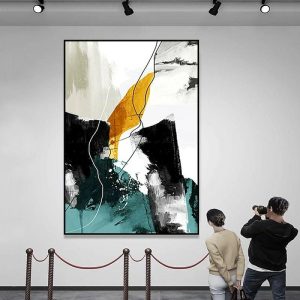 Oil Paintings |   Mintura Handmade Abstract Gold Oil Painting On Canvas Wall Art Decoration Modern Picture For Home Decor Rolled Frameless Unstretched Painting Oil Paintings Oil Paintings