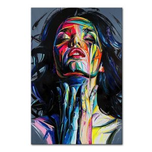 Oil Paintings |   Mintura Handmade Girl Oil Painting On Canvas Wall Art Decoration Modern Abstract Picture For Home Decor Rolled Frameless Unstretched Painting Oil Paintings Oil Paintings