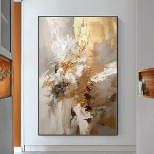 Oil Paintings |   Mintura Handmade Oil Paintings On Canvas Wall Art Decoration Modern Abstract Gold Picture For Home Decor Rolled Frameless Unstretched Painting Oil Paintings Oil Paintings