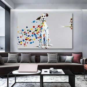 Oil Paintings |   Nursery Oil Painting Handmade Hand Painted Wall Art Pop Dog Animal Home Decoration Décor Stretched Frame Ready to Hang Oil Paintings Oil Paintings