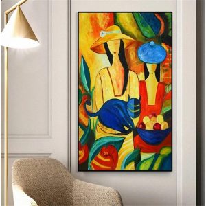 Oil Paintings |   Oil Painting 100% Handmade Hand Painted Wall Art On Canvas Abstract Modern Colorful Women Home Decoration Decor Rolled Canvas No Frame Unstretched Oil Paintings Oil Paintings