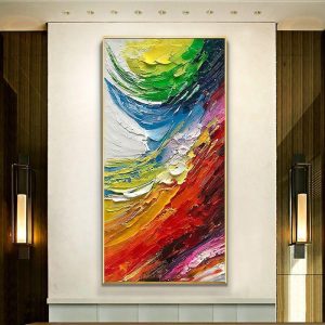 Oil Paintings |   Oil Painting 100% Handmade Hand Painted Wall Art On Canvas Vertical Colorful Abstract Modern Home Decoration Decor Rolled Canvas No Frame Unstretched Oil Paintings Oil Paintings