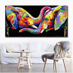 Oil Paintings |   Oil Painting Hand Painted Abstract Pop Art Modern Rolled Canvas Rolled Without Frame Oil Paintings Oil Paintings