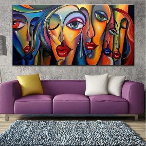 Oil Paintings |   Oil Painting Hand Painted Horizontal People Pop Art Modern Rolled Canvas (No Frame) Oil Paintings Oil Paintings