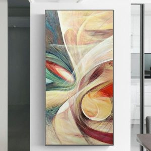 Oil Paintings |   Oil Painting Hand Painted Vertical Abstract Contemporary Modern Rolled Canvas (No Frame) Oil Paintings Oil Paintings