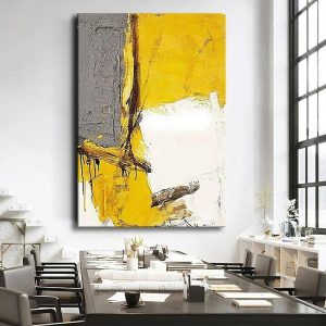 Oil Paintings |   Oil Painting Handmade Hand Painted Wall Art Abstract Yellow Home Decoration Décor Rolled Canvas No Frame Unstretched Oil Paintings Oil Paintings