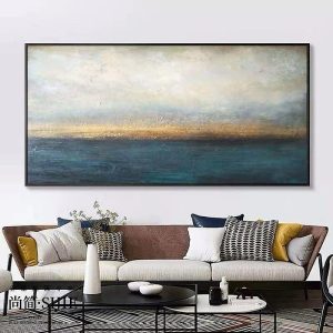 Oil Paintings |   Oil Painting Handmade Hand Painted Wall Art Horizontal Panoramic Abstract Home Decoration Décor Rolled Canvas No Frame Unstretched Oil Paintings Oil Paintings