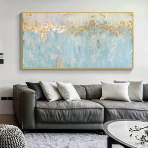 Oil Paintings |   Oil Painting Handmade Hand Painted Wall Art Modern Nordic Style Gold Foilabstract Home Decoration Decor Stretched Frame Ready to Hang Oil Paintings Oil Paintings