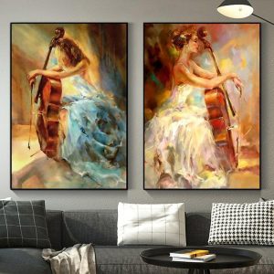 Oil Paintings |   Spanish Flamenco violin girl Handmade oil painting canvas painting wall art pictures for living room home decor quadro caudros decoracion (No Frame) Oil Paintings Oil Paintings