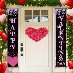 Prints |   1pc Happy Valentine’s Day Poster with Hangers Courtyard Wall Art Canvas Posters Art For Home Living Room Decoration Wall Art Decor Prints Prints