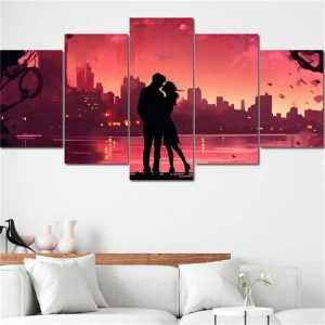 Prints |   5 Panels An Artful Valentine’s Vibe Modern Wall Art Wall Hanging Gift Home Decoration Rolled Canvas Unframed Unstretched Painting Core Prints Prints