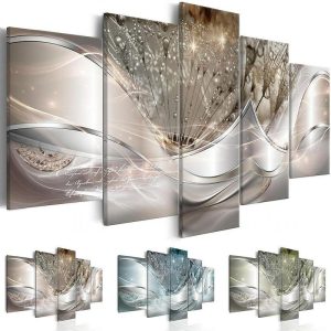 Prints |   5 Panels Prints Posters Three-color Dandelion Abstract Wall Art Wall Haniging Home Decoration Gift Rolled Canvas Unframed Unstretched Prints Prints