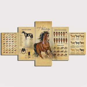 Prints |   5 Panels Wall Art Canvas Prints Painting Artwork Picture Horse Painting Home Decoration Decor Rolled Canvas No Frame Unframed Unstretched Prints Prints