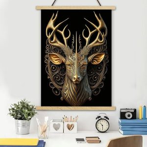 Prints |   Black Glod Animal Posters With Hanger Wall Art Canvas Prints Painting Home Decoration Dcor Rolled Canvas No Frame Prints Prints