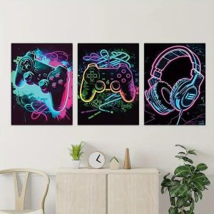 Prints |   Gaming Wall Art Canvas Gaming Game Controller Prints and Posters Pictures Decorative Fabric Painting For Living Room Pictures No Frame Prints Prints