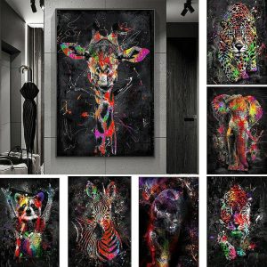 Prints |   Giraffe Graffiti Wall Art Canvas Paintings on the Wall Art Posters and Prints Animals Modern Pictures For Kids Room Decor Prints Prints