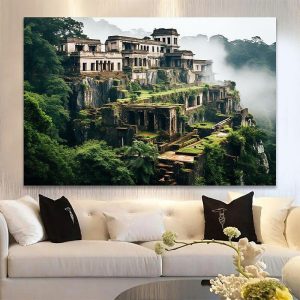 Prints |   Landscape Wall Art Canvas Spring Mountain Castle Prints and Posters Pictures Decorative Fabric Painting For Living Room Pictures No Frame Prints Prints