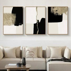 Prints |   Modern Abstract Beige Black Gold Minimalist Posters Wall Art Canvas Paintings Print Picture Living Room Interior Home Decoration Prints Prints