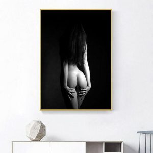 Prints |   People Wall Art Canvas Black and White Sexy Woman Back Poster Prints and Posters  Pictures Decorative Fabric Painting For Living Room Pictures No Frame Prints Prints