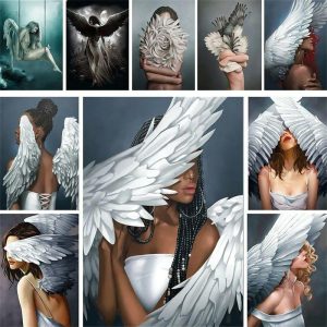 Prints |   People Wall Art Canvas Girl Wings Prints and Posters Pictures Decorative Fabric Painting For Living Room Pictures No Frame Prints Prints