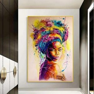 Prints |   People Wall Art Canvas Stunning African Woman Prints and Posters Abstract Portrait Pictures Decorative Fabric Painting For Living Room Pictures No Frame Prints Prints