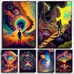 Prints |   Psychedelic Wall Art Canvas Mushroom Nature Prints and Posters Pictures Decorative Fabric Painting For Living Room Pictures No Frame Prints Prints