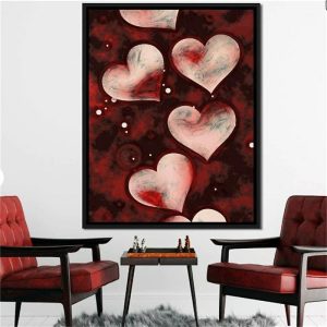 Prints |   Valentine’s Day Wall Art Canvas Retro Love Heart Prints and Posters Pictures Decorative Fabric Painting For Living Room Pictures No Frame Prints Prints