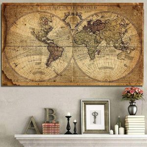 Prints |   World Map Retro Old Art Canvas Painting Pictures For Living Room Posters Wall Art Home Decoration Prints Prints