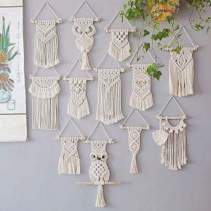 Wall Accents |   1 pc Bohemia Macrame Wall Hanging Cotton Beige Simple Home Decoration Style Room Decor Home Decor Scene Decor Wall Accents Wall Accents