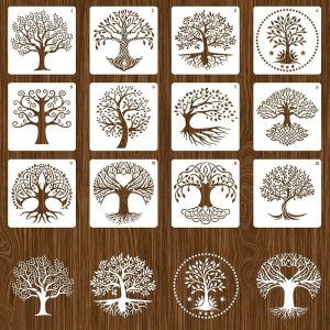 Wall Accents |   12pcs Life of Tree Paint Painting Stencils Reusable Stencils Wall Stencils DIY Craft Stencils (TreeTheme) Wall Accents Wall Accents