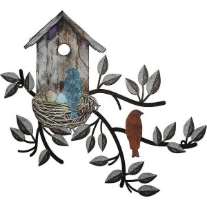 Wall Accents |   1pc Bird’s Nest Metal Wall Art Outdoor Decor Rust Proof Wall Sculpture Ideal For Garden, Home, Farmhouse, Patio And Bedroom Wall Accents Wall Accents