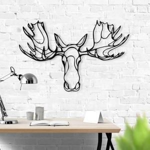 Wall Accents |   1pc Deer Head Metal Wall Art Outdoor Decor Rust Proof Wall Sculpture Ideal For Garden, Home, Farmhouse, Patio And Bedroom Wall Accents Wall Accents