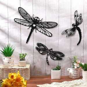 Wall Accents |   1pc Dragonfly Metal Wall Art Outdoor Decor Rust Proof Wall Sculpture Ideal For Garden, Home, Farmhouse, Patio And Bedroom Wall Accents Wall Accents