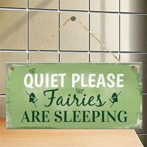 Wall Accents |   1pc Green Wood Wall Sign, Wooden Landscape Pattern Plaque Sign Wall Decor Accessories With Sayings Quiet Please For Front Door Decor Room Decor Household Items 10x20cm/4”x8” Wall Accents Wall Accents