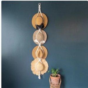 Wall Accents |   1pc Handmade Bohemian Hat Rack Multi-Layer Wall Hanging Storage for Hats and Tassels Bohemian Hat Rack Hat Storage Rack Handmade Rope Woven Multi-layer Wall Hanging Hat Tassel Decoration Wall Accents Wall Accents