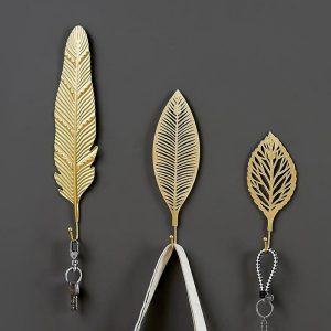 Wall Accents |   1pc Leaf Shape Traceless Punch Free Wall Hook, Metal Wall Decor Kitchen Bathroom Wall Hook For Hanging Key Ornaments, Decorative Hook Wall Accents Wall Accents