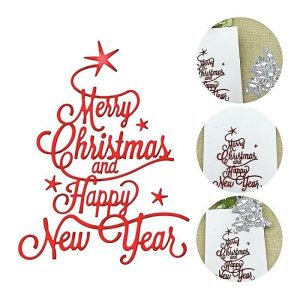 Wall Accents |   1pc Merry Christmas Happy New Year Stencil DIY Die Cut Scrapbooking Card Making Metal Cutting Dies Embossing Tools For Card Making Scrapbooking Album Paper DIY Crafts Wall Accents Wall Accents