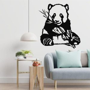 Wall Accents |   1pc Panda Metal Wall Art Outdoor Decor Rust Proof Wall Sculpture Ideal For Garden, Home, Farmhouse, Patio And Bedroom Wall Accents Wall Accents