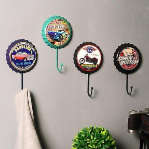 Wall Accents |   1pc Retro Metal Hooks Beer Bottle Cap Pattern Waterproof Hanging Hooks Perfect for Room Kitchen Porch Door & Home Improvement Outdoor Decor 10x16cm/4”x6.3” Wall Accents Wall Accents