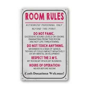 Wall Accents |   1pc Retro Metal Tin Sign Room Rules Iron Tin Sign Vintage Kitchen Signs Wall Decor, Painting Wall 20x30cm/8”x12” Wall Accents Wall Accents