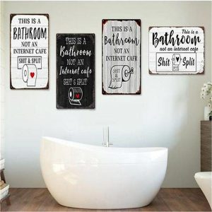 Wall Accents |   1pc Sarcastic Metal Tin Sign Bathroom Decor Wall Decor Signs This Is Bathroom Not An Internet 20x30cm/8”x12” Wall Accents Wall Accents