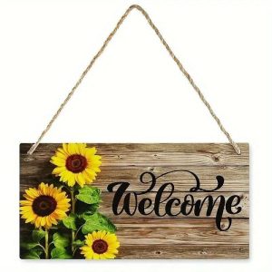 Wall Accents |   1pc Sunflower Wood Wall Sign Wooden Sunflower Pattern Plaque Sign Decoration Home Decoration Door Hanger Suitable For Bedroom Porch Courtyard Hanging Decoration 15x29cm / 6”x11” Wall Accents Wall Accents