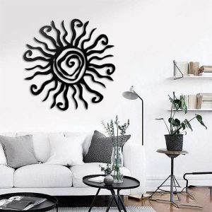 Wall Accents |   1pc Wacky Sun Metal Wall Art Outdoor Decor 11 Inch Rust Proof Wall Sculpture Ideal For Garden, Home, Farmhouse, Patio And Bedroom Wall Accents Wall Accents