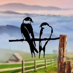 Wall Accents |   Bird Metal Wall Decor Lovebird Art  for Outdoor Garden Patio Decor Garden Decor Bird Decor Signs Garden Yard Decor Garden Yard Backyard Statues Wall Accents Wall Accents