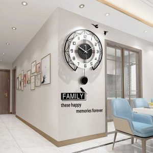 Wall Accents |   Black&White Modern Wall Clock 3D Hollow Design Pendulum Silent Metal Pointer Display Round Hanging Clock Living Room Wall Decor 35 43 50 cm Wall Accents Wall Accents