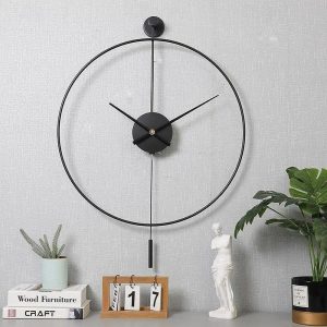 Wall Accents |   Classical Large Wall Clock with Pendulum Decorative Art Clocks Round Minimalist Modern Clock Non Ticking Silent Metal Wall Clock for Living Room Bedroom Study Office Decoration 50 60 cm Wall Accents Wall Accents