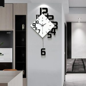 Wall Accents |   Creative personality digital clock fashion European style living room wall clock wooden decorative wall watch quartz explosion 34 38 50 cm Wall Accents Wall Accents